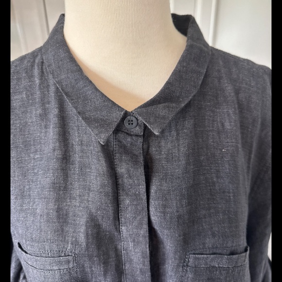 Eileen Fisher Organic Linen Dress Tunic XL Dark Blue Denim Color - Picture 9 of 12
